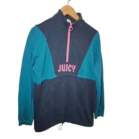 Juicy Womens Pullover Sweatshirt Long Sleeve High Neck 1/4 Zip, Navy Blue S - Picture 4 of 15